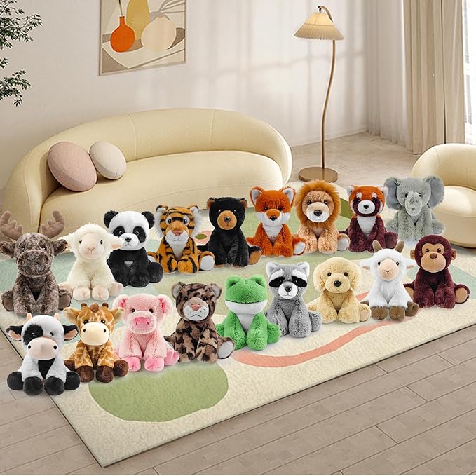 Plush Lamb Sitting Toys Stuffed Animal, Realistic Sheep Stuffed Animal Toy Characters Stuffed Filled in Limbs 8.5 Inch Soft Huggable Gifts for Kids with Stuffed Animals Birthday Gift for Girls Boys