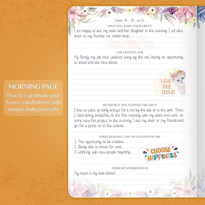 Legend Gratitude Journal – Guided Daily Journal to Foster Positivity & Happiness – Grateful Notebook to Write In – Inspirational Affirmation & Thankful Notebook – Hardcover (Amber Yellow)