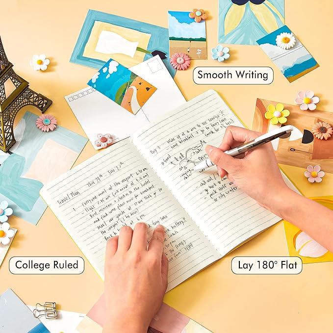 16 Pack Soft Cover Journal Bulk, Feela Lined Notebooks College Ruled for Work for Women Girl Writing, Blank Travel Journal Note Taking Notebook School Business Supplies, 8.2” x 5.5”, A5, Yellow