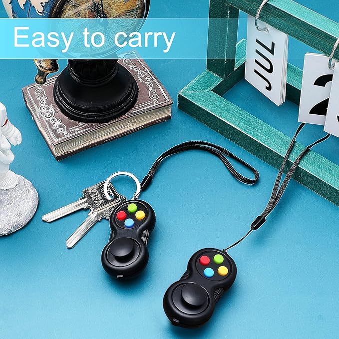 Skylety 2 Pcs Fidget Toys for Adults Fidget Pad Christmas Basket Stuffers Stress Relief Cube Clicker Controller Sensory Educational Toy for ADHD Autism Spinner(Black Style)