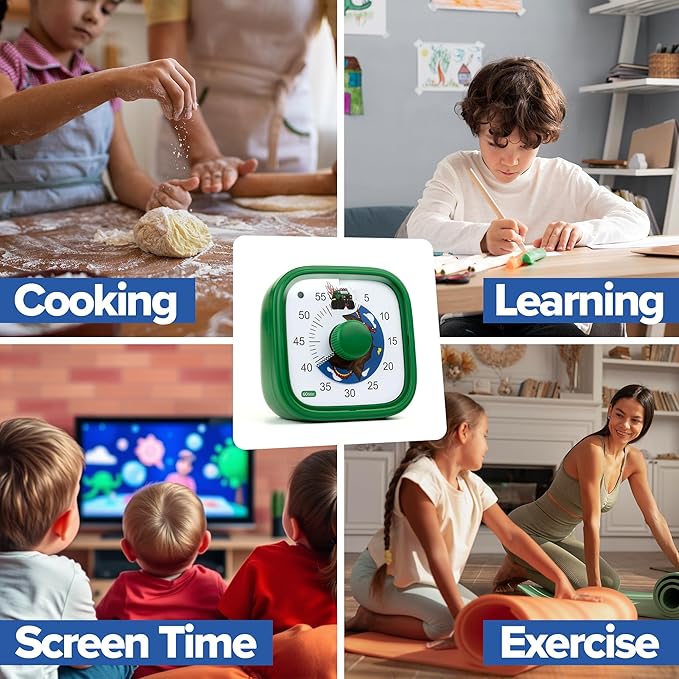 Visual Timer for Kids – Tick Tock Truck Clock - Silent Time Management – 60 Minute Countdown – Focus and Productivity Tool – for Classroom, Toddlers, Study, Toothbrush – Fun Design – Adjustable Alarms