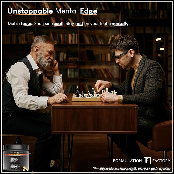 Boss Mode 10-in-1 Nootropic Cognitive Enhancement Supplement, Focus & Memory Booster, Featuring Lion’s Mane, Bacopa Monnieri, Alpha-GPC, Ginseng & More 120 Capsules (1 Pack)