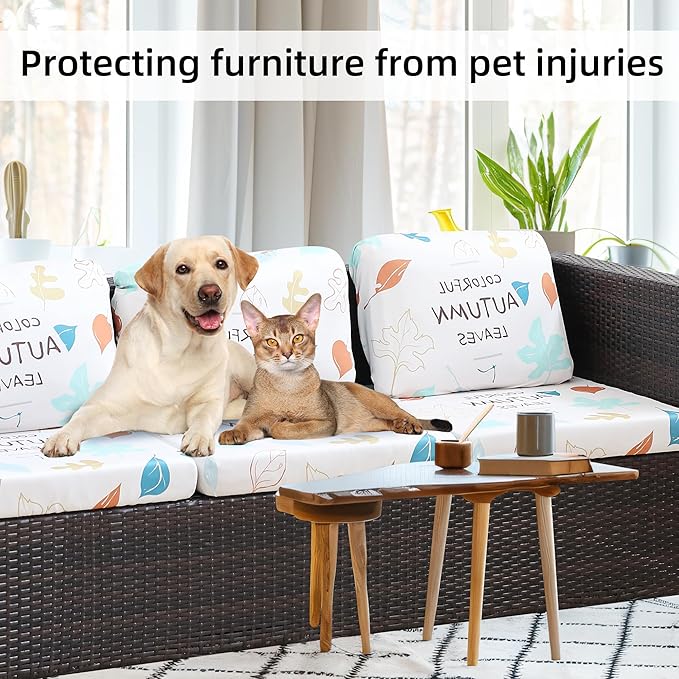 8Pcs Stretch Patio Cushion Covers,for Outdoor Couch Cushion Covers Replacement,Outdoor Sofa Covers Patio Slipcovers Couch Cover,Washable Furniture Cover (Maple, Cover Only)