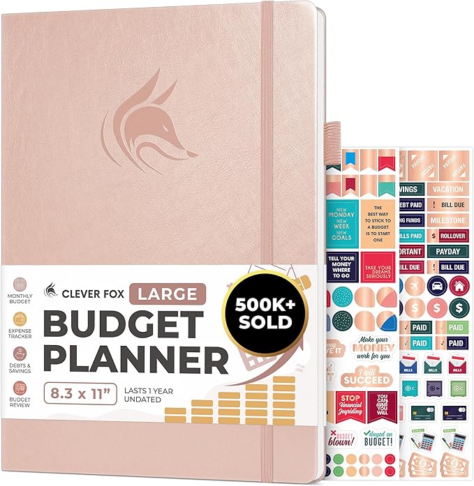 Clever Fox Budget Planner Large – Expense Tracker Notebook. Monthly Budgeting & Bill Organizer, Finance Logbook & Accounts Book, A4 (Rose Gold)
