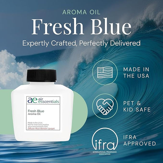 Fresh Blue Aroma Oil, Essential Oils Blend for Diffusers & Scent Machines, Mandarin, Ozone, and Cardamom Blend, Aromatherapy, Cold Air Diffuser Compatible, 300 mL