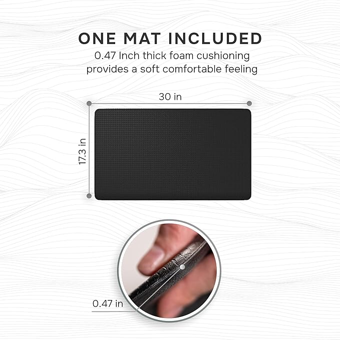 Anti-Fatigue Kitchen Mat – Memory Foam Cushioned Mats for Standing – Ultra Black, 18×30 in, 0.47 in Thick, Waterproof, Non-Slip – Homergy