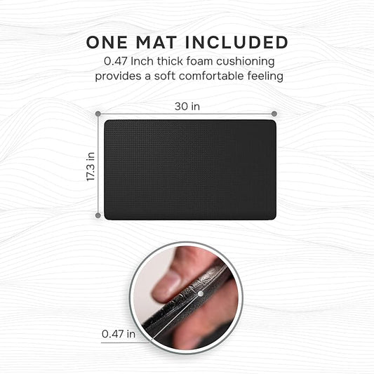 Anti-Fatigue Kitchen Mat – Memory Foam Cushioned Mats for Standing – Ultra Black, 18×30 in, 0.47 in Thick, Waterproof, Non-Slip – Homergy