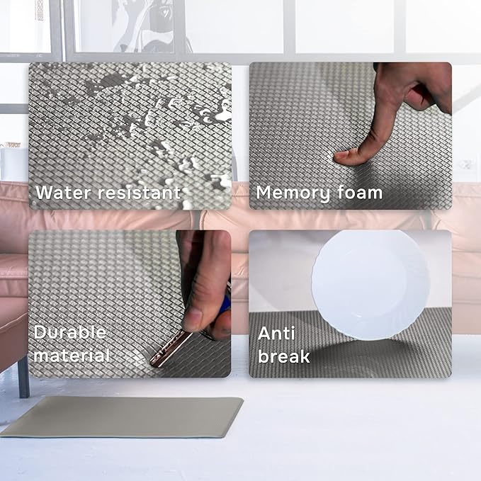 Anti-Fatigue Kitchen Mat – Memory Foam Cushioned Mats for Standing – Zinc Gray, 18×30 in, 0.47 in Thick, Waterproof, Non-Slip – Homergy