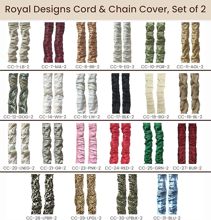 Royal Designs, Inc. CC-7-MA Maroon Cord & Chain Cover- 4 feet- Silk-type Fabric Touch Fastener - Use for Chandelier Lighting Wires