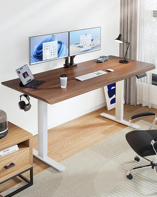 HUANUO Electric Standing Desk Frame with 265 lbs Dual Motor,Thick T-Shaped Desk Legs Made of Automotive-Grade Steel,for Max 90″x31.5″ Desktop, Height Adjustable Desk Frame for Home Office,Frame Only