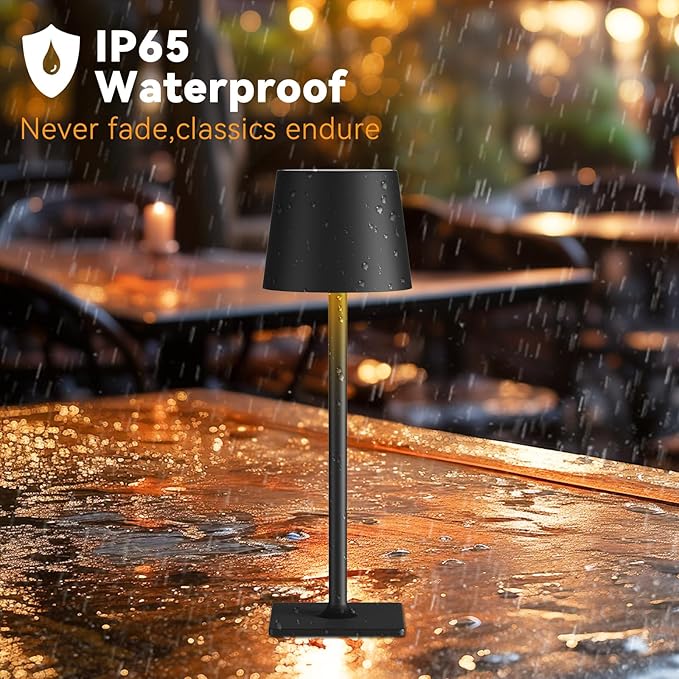 2 Pack Rechargeable Table Lamps,Cordless Lamp with 6000mAh Battery Operated, Portable Indoor/Outdoor Table Lamp for Patio Restaurant Home Dinner Dining Kitchen,Waterproof & Wireless