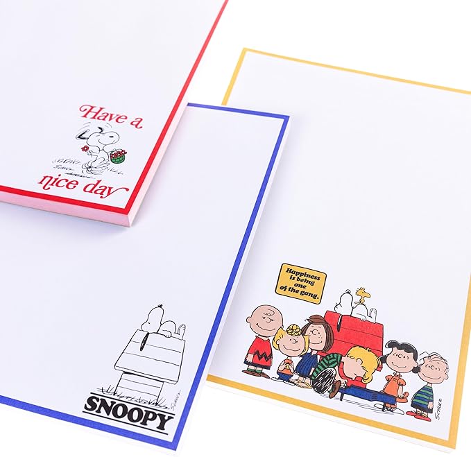 Graphique Peanuts Assorted Notepads, Set of 3 Memo Pads, 60 Sheets/Pad