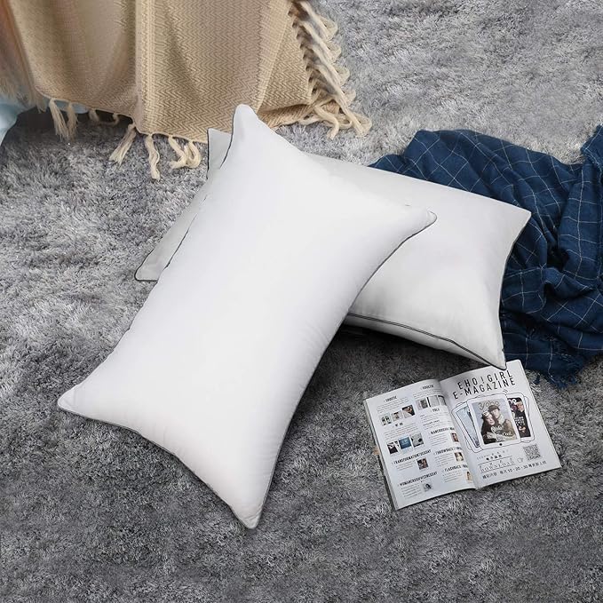 EDOW Soft Pillows for Sleeping (2 Pack),Supportive Down Alternative Polyester Micro-Fiber Filled Pillows, Brushed Cotton Cover, Machine Washable (White, Queen(20x30))