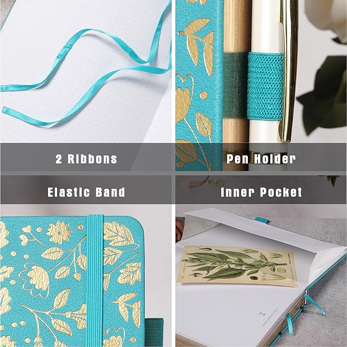 TIEFOSSI Bullet Dot Journal, Vintage Journal Notebook for Women Men, 160 GSM 192 Premium Pages, A5 Hardcover Journaling Notebooks Gift, for Travel Office Daily Writing