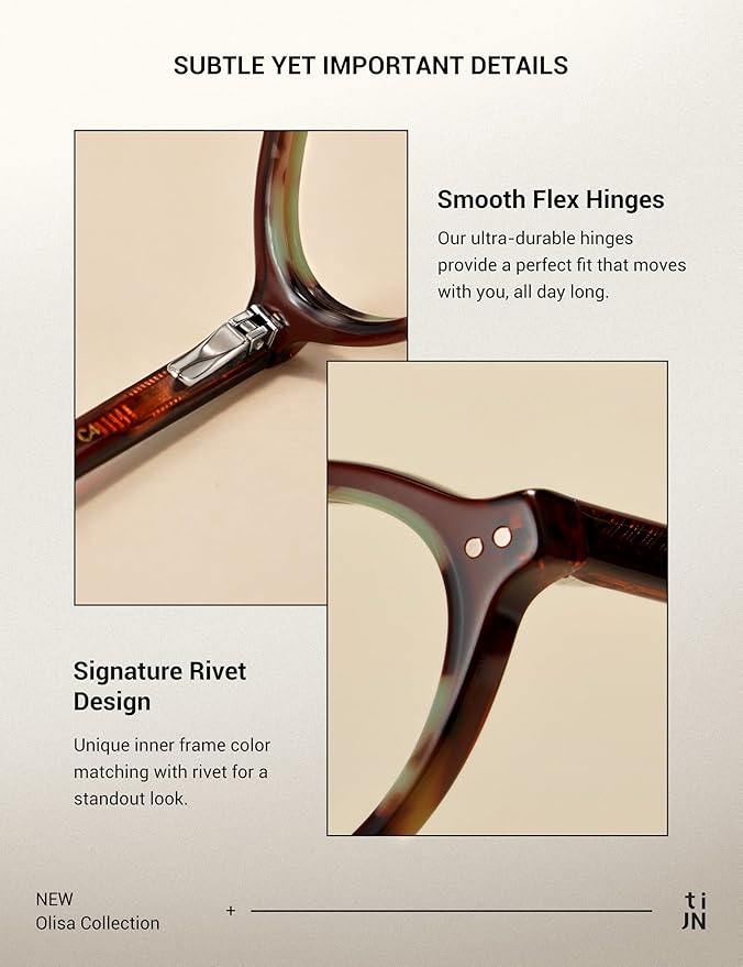 TIJN Olisa Blue Light Blocking Glasses for Women Men,Oval Glasses Frame Bluelight Glasses for Gaming/Computer/Screen