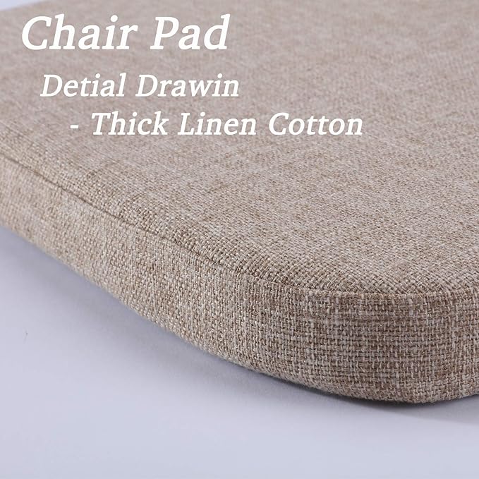 Chair Cushion with Ties for Dining Chairs - Memory Foam Non Slip Kitchen Chair Pad and Dining Seat Cushion with Machine Washable Cover [16.5 x 16.2 Inches] - Dark Beige