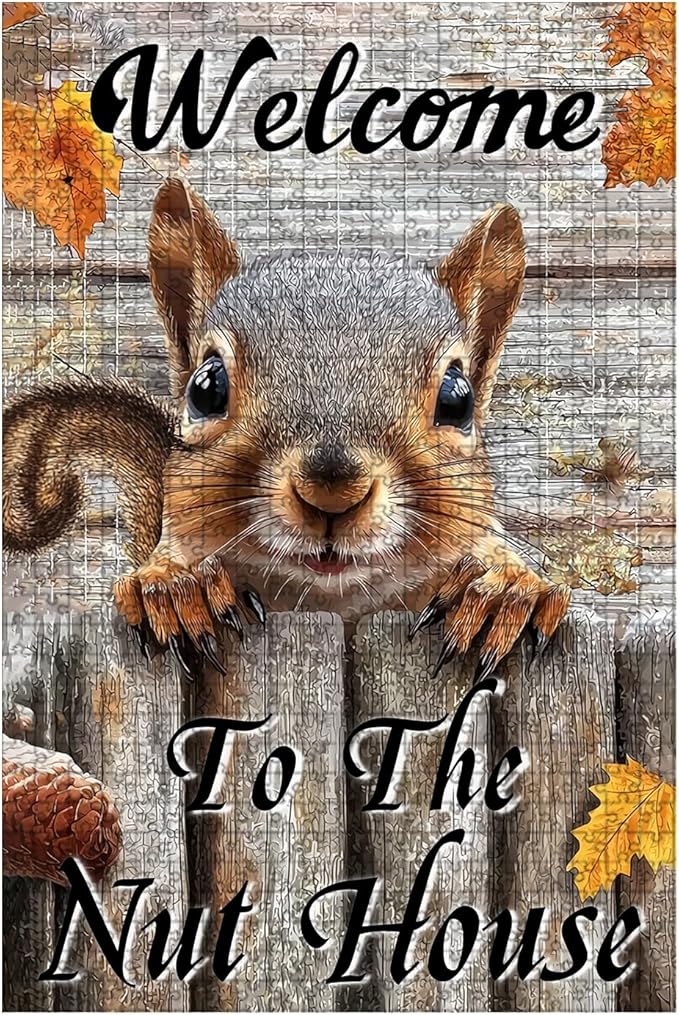 500 Piece Difficult Wooden Squirrel Jigsaw Puzzle for Adults Kids Educational Family Activity Stress Relieving Quiet Play 20.4x15 Inch