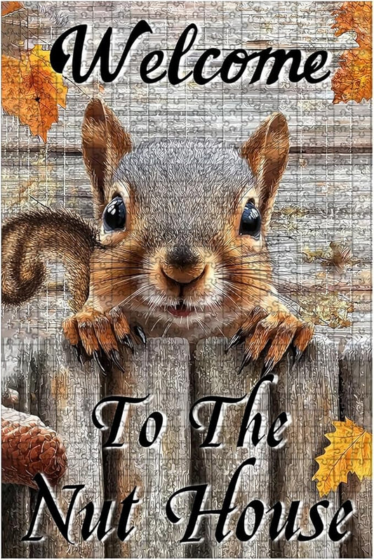 500 Piece Difficult Wooden Squirrel Jigsaw Puzzle for Adults Kids Educational Family Activity Stress Relieving Quiet Play 20.4x15 Inch