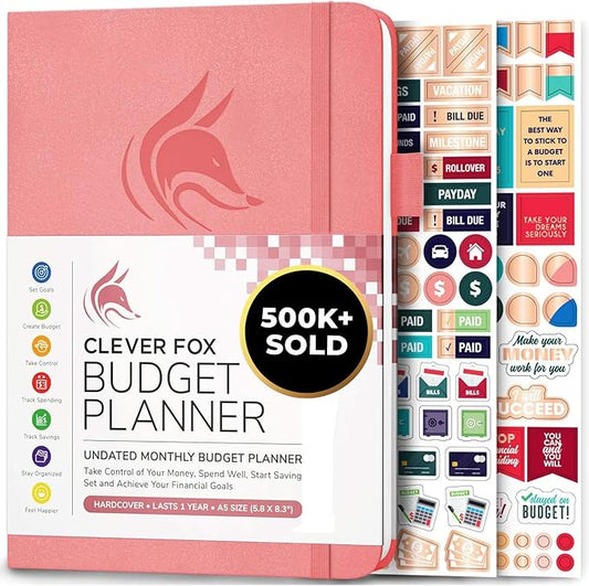 Clever Fox Budget Planner - Expense Tracker Notebook. Monthly Budgeting Organizer, Finance Logbook & Accounts Book, Bill Tracker, A5 (Light Pink)