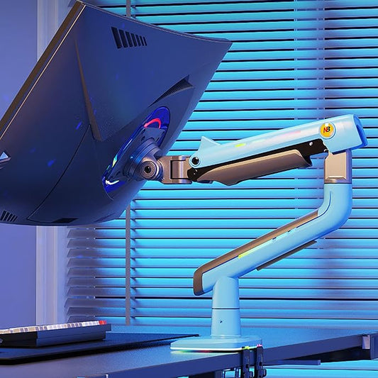 NB Gaming Monitor Arm or for 32 to 60 Inches Screen, Load up to 20 kg, VESA 75/100, RGB-Light, Heavy Duty, Multi Angle Adjustable, Premium Aluminum, Blue