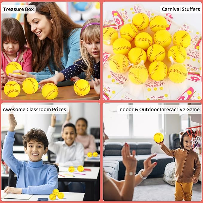 LiYiQ 24Pcs Sports Stress Balls Softball Stress Ball for Kids 2.36 Inch Foam Bouncy Balls Bulk Fun Balls Party Favors Sports Party Favors Goodie Bag Stuff for Kids Classroom Exchange (New Softball)