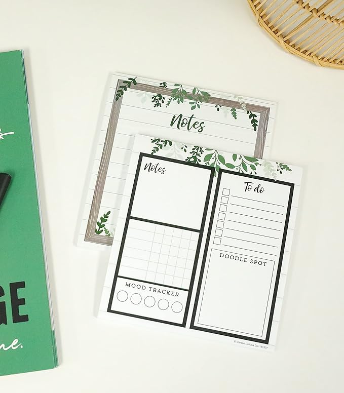 Carson Dellosa Farmhouse Notepad 4-Pack, Note Pads for Goals, To Do List, Checklist, Notes, Sketch Pad, and Classroom Organization Stationary, Desk Accessories and Office Supplies