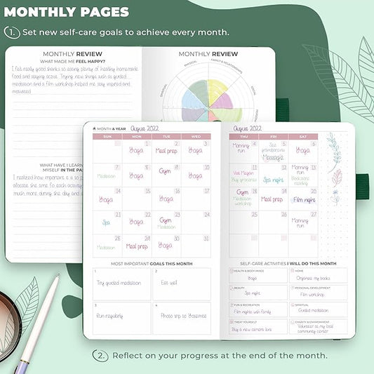 Clever Fox Self-Care Journal Pocket – Daily Reflection Notebook – Mental Health & Personal Development Planner, Meditation & Mood Log (Forest Green)