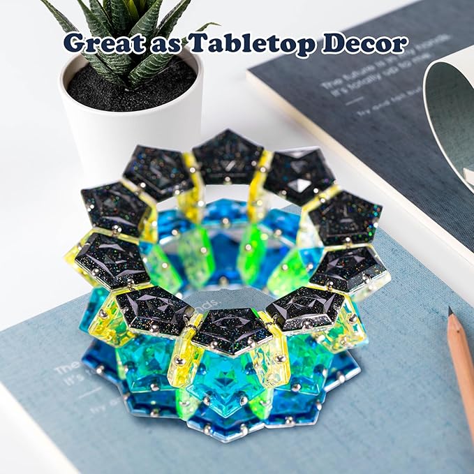 LAFFTRAK Magnetic Fidget Sphere - Holographic Glitter Crystal Black - Magnets Sensory Toys - 12 Piece Set - Creativity Beyond Imagination, Inspirational, Recreational, Fun Desk Toy for Adults