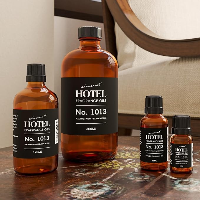 AirScent Hotel Diffuser Oil No. 1013 - Black Fig Peony Blonde Woods - Hotel Scent Dupe - Premium Fragrance Oil for Ultrasonic and Waterless Diffusers and Crafting - 30 mL, 1 fl oz Glass Bottle