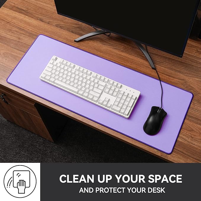 Waterproof Large Gaming Mouse Pad with Durable Stitched Edges, Non-Slip Rubber Base, Smooth Surface Mouse Mat Desk Pad for Home Office Gaming, 31.5"x11.8"x0.12", Lavender Purple