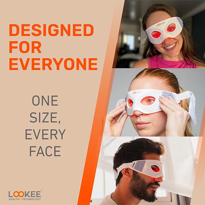 LOOKEE 80 LED Under Eye Red Light Therapy Glasses – Reduce Wrinkles, Dark Circles & Eye Bags, Boost Collagen & Anti-Aging in Just 3 Minutes a Day