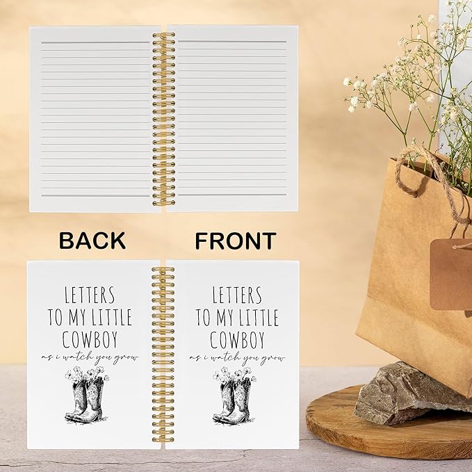 CUANFDDSF Western Notebook, Cowboy Cowgirl Gifts for Women Journal Notebooks for Kids,Writing Pads， Letters to My Little Cowboy As I Watch You Grow Hardcover Spiral Notebook 5.5x8.3 Inch