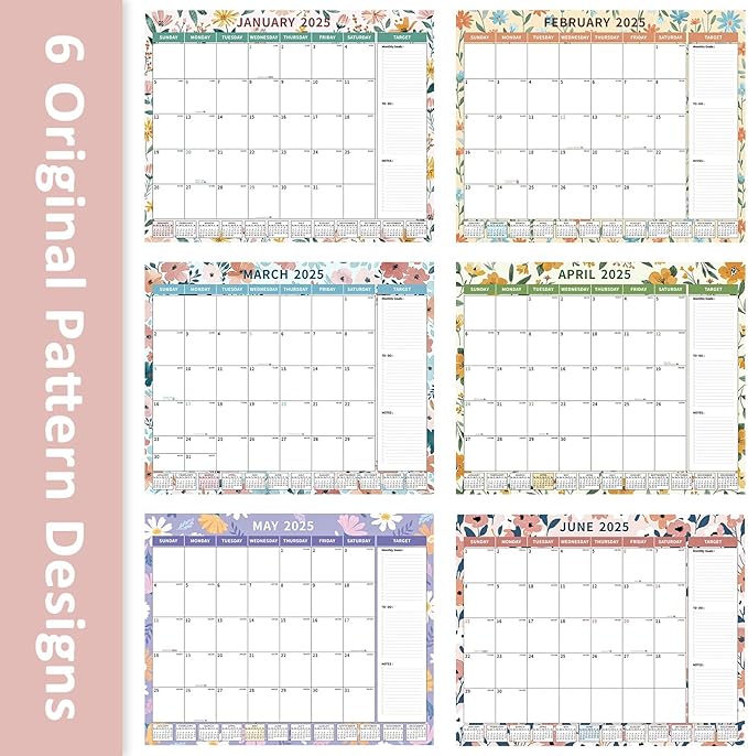 Ospelelf Desk Calendar 2025-2026 Large 22"x17" Monthly Planner Pad with Plastic Cover 18 Months Ditsy Floral