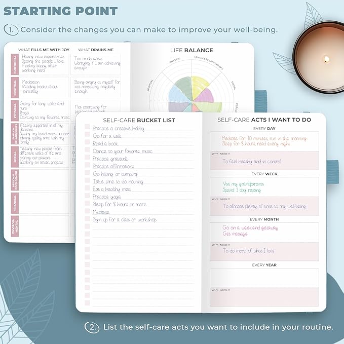 Clever Fox Self-Care Journal Pocket – Daily Reflection Notebook – Mental Health & Personal Development Planner, Meditation & Mood Log (Aquamarine)