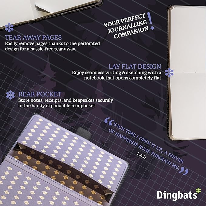 Dingbats* Wildlife A6 Plain Pocket Notebook - PU Leather Hardcover - Small Writing Journal for Work, Travel - Pocket, Elastic Closure, Bookmark