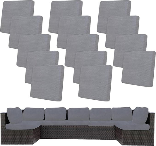 14Pcs Stretch Patio Cushion Covers,Outdoor Couch Covers Replacement,Outdoor Couch & Sofa Slipcovers,for Patio Furniture Cushion Covers,Washable Reusable Furniture Protector (Grey,Cover Only)