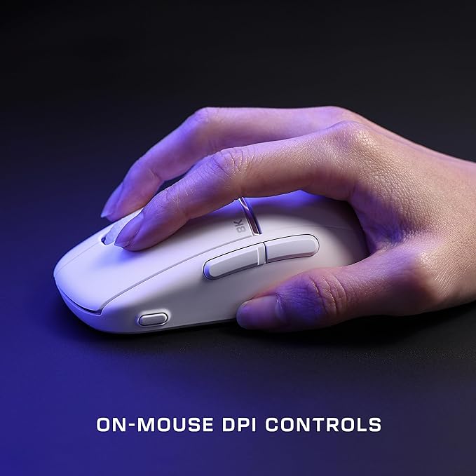 Turtle Beach Burst II Pro - 2.4GHz Wireless Esports Gaming Mouse, 8K Polling, 57g Ultra Lightweight, 150-Hr Battery, Optical Switches, Symmetrical, 30K DPI Optical Sensor, 8 Inputs, Bluetooth - White