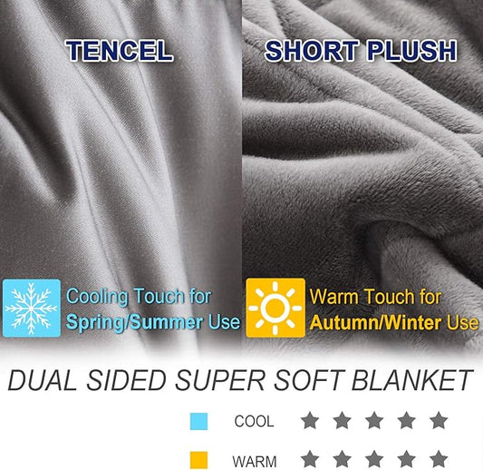 King Size Weighted Blanket 40lb(88 inch x104 inch , Double-Sided), Warm Short Plush and Cool Tencel Fabric Reversible Weighted Blanket for All Season Use, King Size for Couple - Carry Bag Included