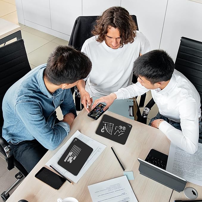 TOWON Small Glass Dry Erase Board, Desk White Board with Standing, Mini Whiteboard Easel Pad Set, Stenography Artifact for Office, Home and School Supplies, 8x6 Inches, Black