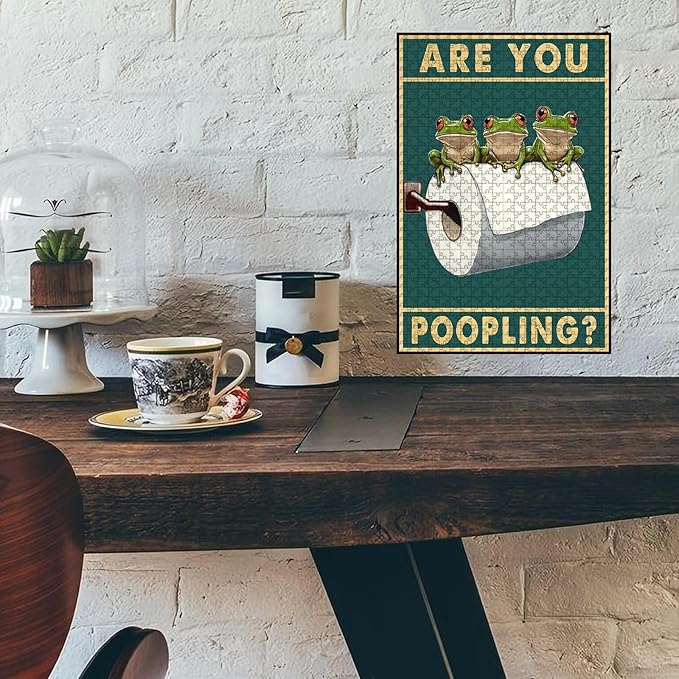 500 Piece Wooden Frog Jigsaw Puzzle are You Pooping Adults & Kids Time Killing Challenge Stress Relief Quiet Play for Rainy Days Long Car Rides & Indoor Fun 20.4x15 Inch