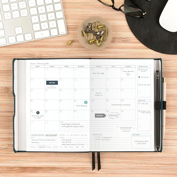 AT-A-GLANCE Foundation Goal Setting Planner, Undated Weekly & Monthly Journal, Track Progress, Create Habits, 5-3/4" x 8-1/4", Blue (FD2-200-20)
