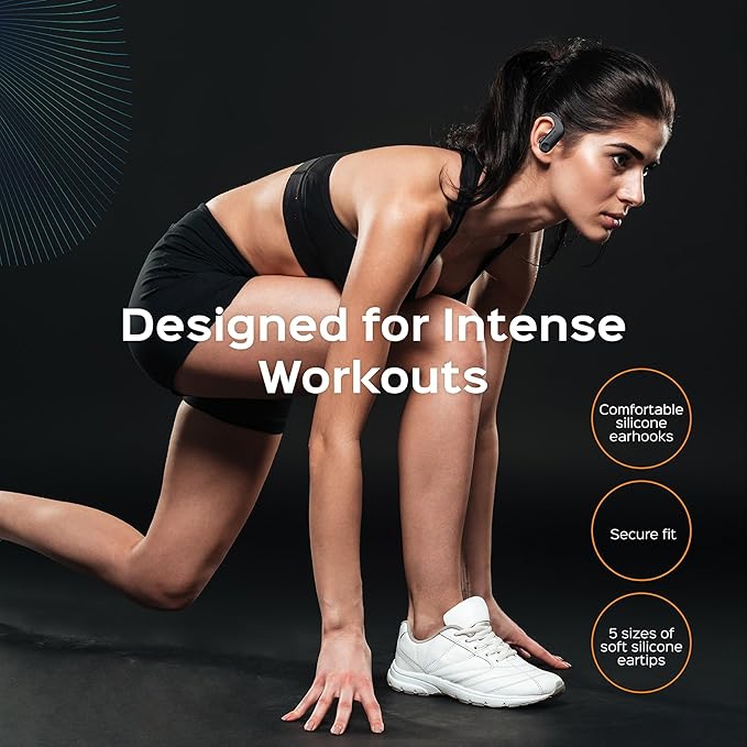 TREBLAB X3 Pro - Workout True Wireless Earbuds, Comfortable Earhooks, Bluetooth 5.3, Punchy Bass, Noise Isolation, 145H Playtime, IPX5 Waterproof, Sweatproof, 2 Mics for Calls, Sport Bluetooth Earbuds