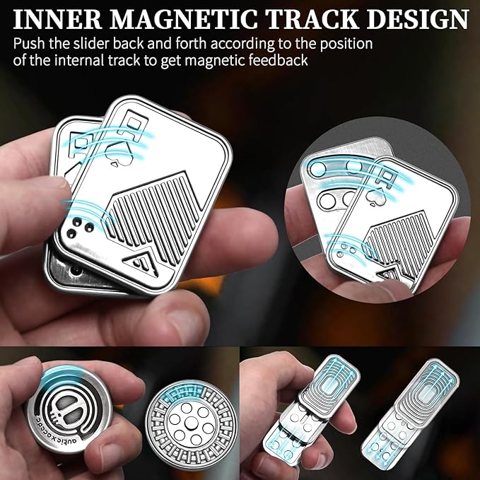 Metal Fidget Slider Gift Pack, EDC Fidget Toy for Adults, Home Office Executive Desk Toy Stress Relief Toy, Ideal Gifts for ADHD, ADD & Autism (Silver)