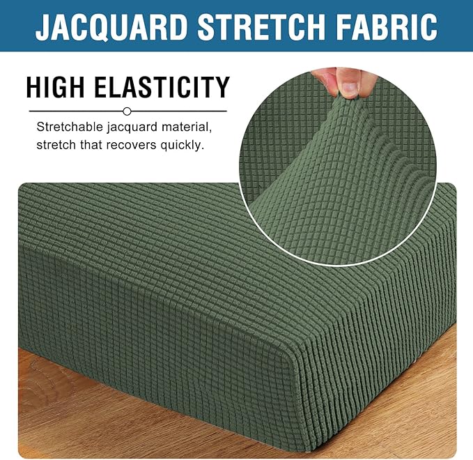 H.VERSAILTEX Stretch Couch Cushion Covers Individual Seat Sofa Chair Slipcovers Cushion Protector Cover Featuring Jacquard Textured Twill Fabric(1 Cushion Chair Cover, Bronze Green)