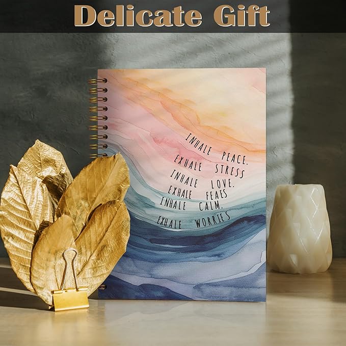 Inhale Exhale Mental Health Spiral Notebook 5.5x8.3, Therapy Journal for Mental Health, Watercolor Abstract Aesthetic Notebooks for Note Taking