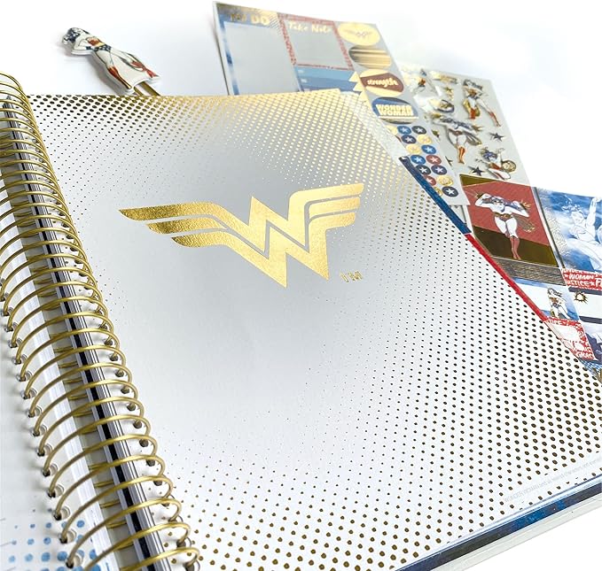 Paper House Productions DC Comics Wonder Woman 12 Month Undated Planner Set with Month and Event Flag Stickers and More!