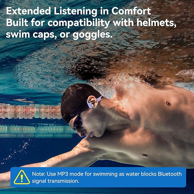 Swimming Headphones IP68 Waterproof, Open Ear Bone Conduction Headphones Bluetooth 5.4 with 32GB MP3 Player, Secure Comfort Underwater Swim Earbuds for Jogging Cycling Fitness-SurfAudio(Purple)