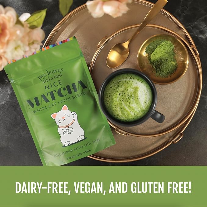 Two Leaves and a Bud Nice Matcha Latte Blend (8 Servings), Japanese Matcha Green Tea Powder, 1 Resealable Bag, 112g (3.95oz)