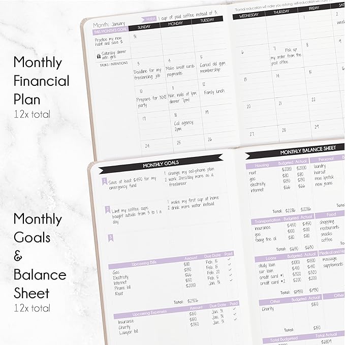 Financial Planner - Monthly Budget Planner with Cash Envelopes & Monthly Bill Organizer | A 12-Month Journey to Financial Freedom | Bill Payment Tracker Organizer, Debt, Expense Tracker & Money Saving