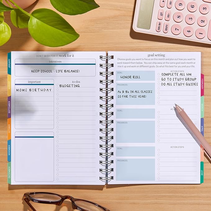 Inspired by Erin Condren 12-Month A5 Weekly Planner (Jul 2025 - Jun 2026), Compact Weekly and Monthly Planner Calendar, 70 Lb. Text Weight Paper, Petal Pop Covers, Wire-O Spiral Binding